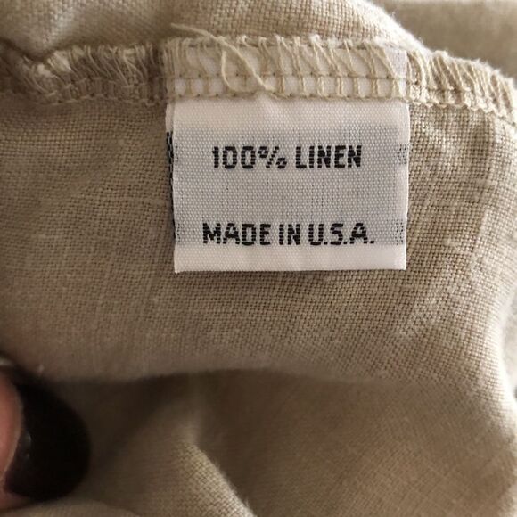 bryn WALKER SIZE L KHAKI LAGENLOOK LINEN BUTTON FRONT SHIRT WITH POCKETS - Picture 10 of 10